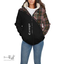 Scottish Carnegie Dress Tartan Sherpa Hoodie with Family Crest Curve Style Tartan Fleece Hoodie Scottish Plaid Tartan Plaid - ScotsTee - scotstee.com