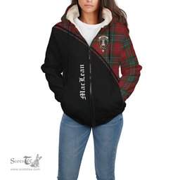 Scottish MacLean Tartan Sherpa Hoodie with Family Crest Curve Style Tartan Fleece Hoodie Scottish Plaid Tartan Plaid - ScotsTee - scotstee.com