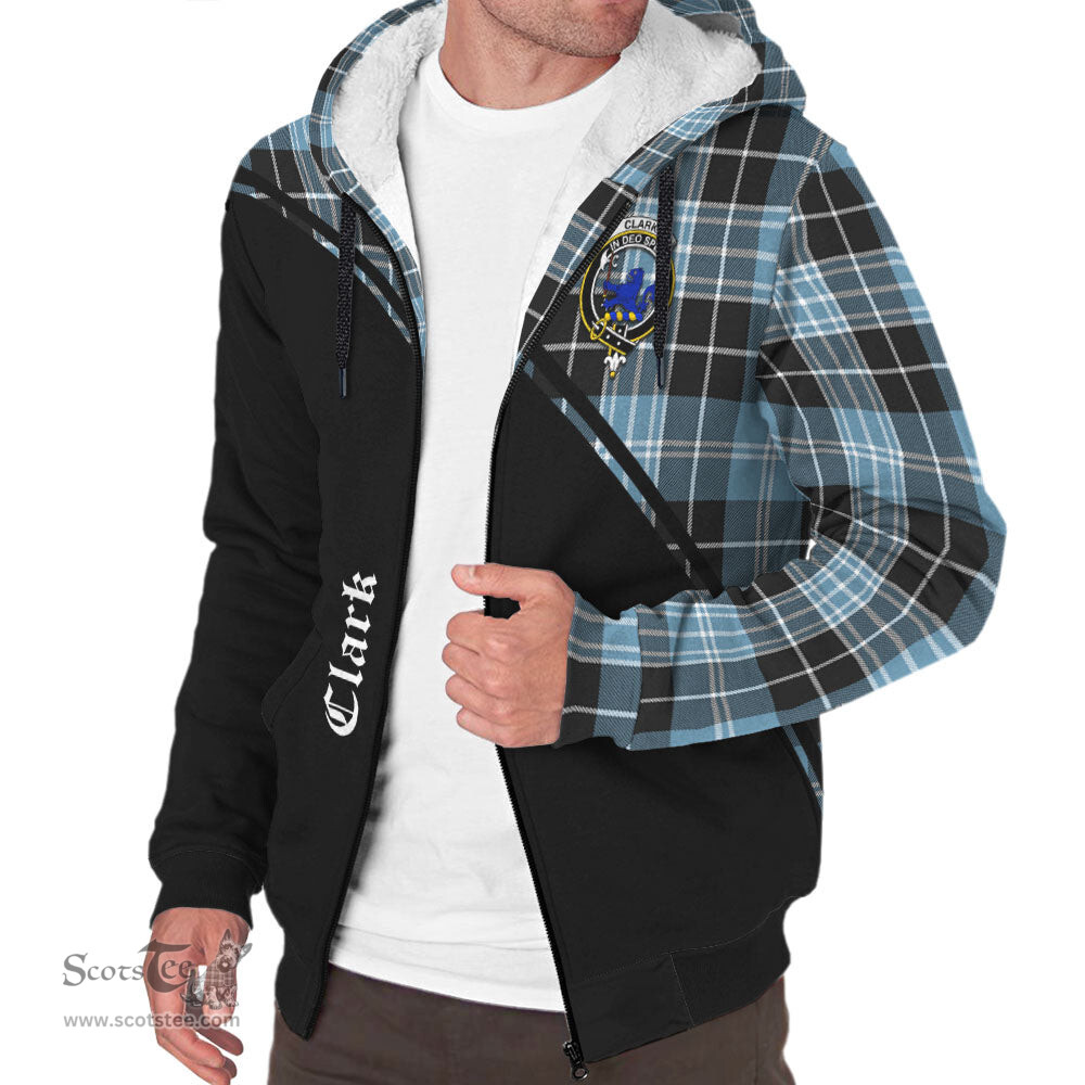 Scottish Clark (Lion) Ancient Tartan Sherpa Hoodie with Family Crest Curve Style Tartan Fleece Hoodie Scottish Plaid Tartan Plaid - ScotsTee - scotstee.com