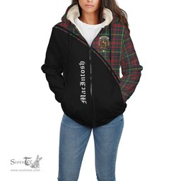 Scottish MacIntosh Hunting Modern Tartan Sherpa Hoodie with Family Crest Curve Style Tartan Fleece Hoodie Scottish Plaid Tartan Plaid - ScotsTee - scotstee.com