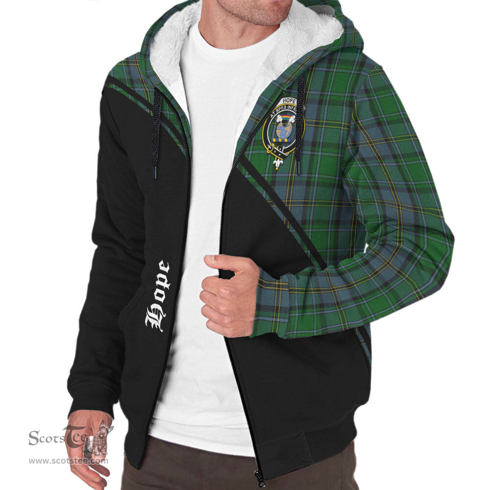 Scottish Hope Vere Tartan Sherpa Hoodie with Family Crest Curve Style Tartan Fleece Hoodie Scottish Plaid Tartan Plaid - ScotsTee - scotstee.com