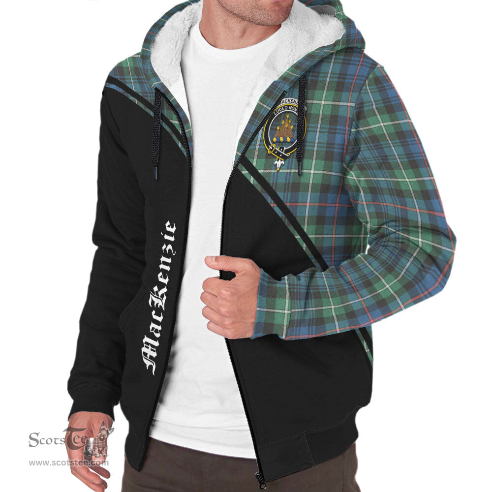 Scottish MacKenzie Ancient Tartan Sherpa Hoodie with Family Crest Curve Style Tartan Fleece Hoodie Scottish Plaid Tartan Plaid - ScotsTee - scotstee.com