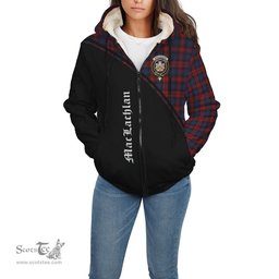 Scottish MacLachlan Tartan Sherpa Hoodie with Family Crest Curve Style Tartan Fleece Hoodie Scottish Plaid Tartan Plaid - ScotsTee - scotstee.com