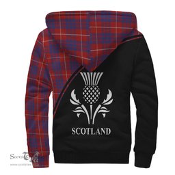 Scottish Hamilton Tartan Sherpa Hoodie with Family Crest Curve Style Tartan Fleece Hoodie Scottish Plaid Tartan Plaid - ScotsTee - scotstee.com
