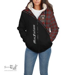 Scottish MacFarlane Red Tartan Sherpa Hoodie with Family Crest Curve Style Tartan Fleece Hoodie Scottish Plaid Tartan Plaid - ScotsTee - scotstee.com