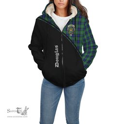 Scottish Douglas Tartan Sherpa Hoodie with Family Crest Curve Style Tartan Fleece Hoodie Scottish Plaid Tartan Plaid - ScotsTee - scotstee.com