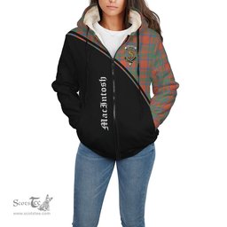 Scottish MacIntosh Ancient Tartan Sherpa Hoodie with Family Crest Curve Style Tartan Fleece Hoodie Scottish Plaid Tartan Plaid - ScotsTee - scotstee.com