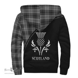 Scottish Douglas Grey Tartan Sherpa Hoodie with Family Crest Curve Style Tartan Fleece Hoodie Scottish Plaid Tartan Plaid - ScotsTee - scotstee.com