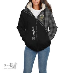 Scottish Douglas Grey Tartan Sherpa Hoodie with Family Crest Curve Style Tartan Fleece Hoodie Scottish Plaid Tartan Plaid - ScotsTee - scotstee.com