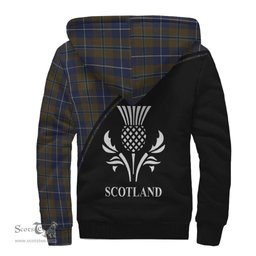 Scottish Douglas Brown Tartan Sherpa Hoodie with Family Crest Curve Style Tartan Fleece Hoodie Scottish Plaid Tartan Plaid - ScotsTee - scotstee.com