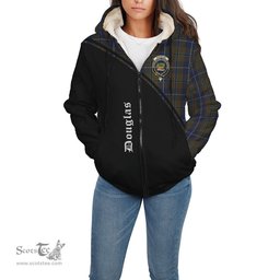 Scottish Douglas Brown Tartan Sherpa Hoodie with Family Crest Curve Style Tartan Fleece Hoodie Scottish Plaid Tartan Plaid - ScotsTee - scotstee.com