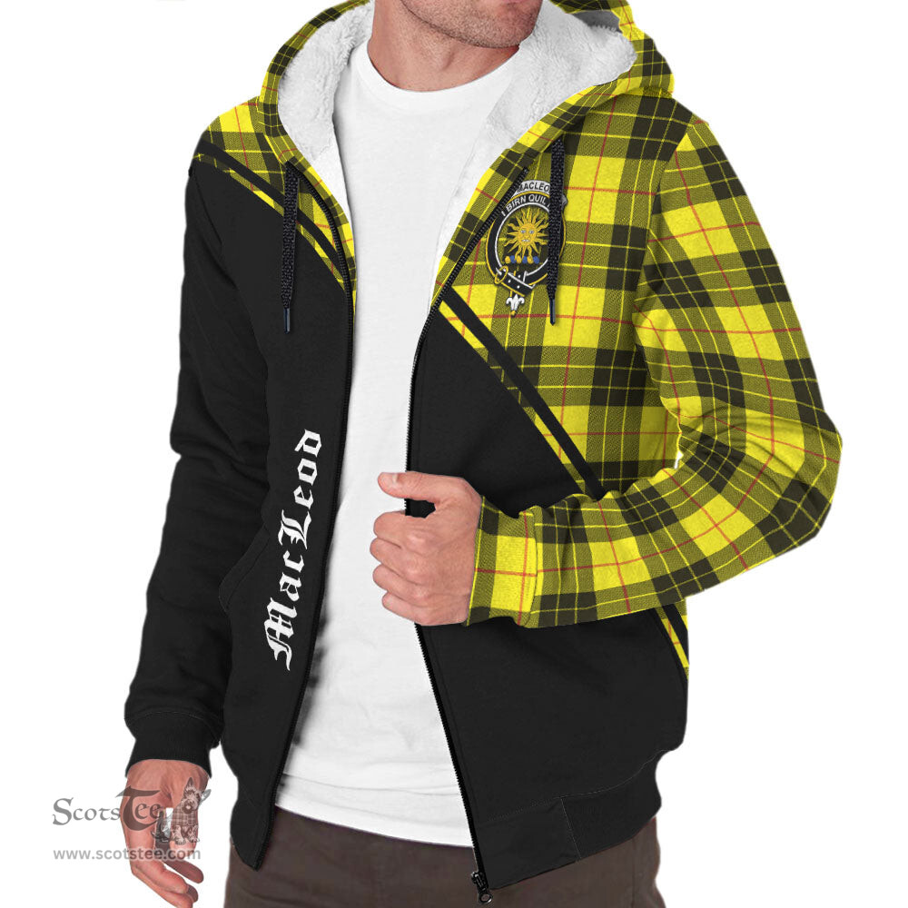 Scottish MacLeod of Lewis Modern Tartan Sherpa Hoodie with Family Crest Curve Style Tartan Fleece Hoodie Scottish Plaid Tartan Plaid - ScotsTee - scotstee.com