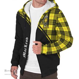 Scottish MacLeod of Lewis Modern Tartan Sherpa Hoodie with Family Crest Curve Style Tartan Fleece Hoodie Scottish Plaid Tartan Plaid - ScotsTee - scotstee.com