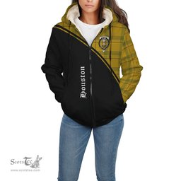Scottish Houston Tartan Sherpa Hoodie with Family Crest Curve Style Tartan Fleece Hoodie Scottish Plaid Tartan Plaid - ScotsTee - scotstee.com