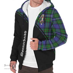 Scottish Donnachaidh Tartan Sherpa Hoodie with Family Crest Curve Style Tartan Fleece Hoodie Scottish Plaid Tartan Plaid - ScotsTee - scotstee.com