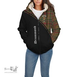 Scottish Drummond of Strathallan Tartan Sherpa Hoodie with Family Crest Curve Style Tartan Fleece Hoodie Scottish Plaid Tartan Plaid - ScotsTee - scotstee.com