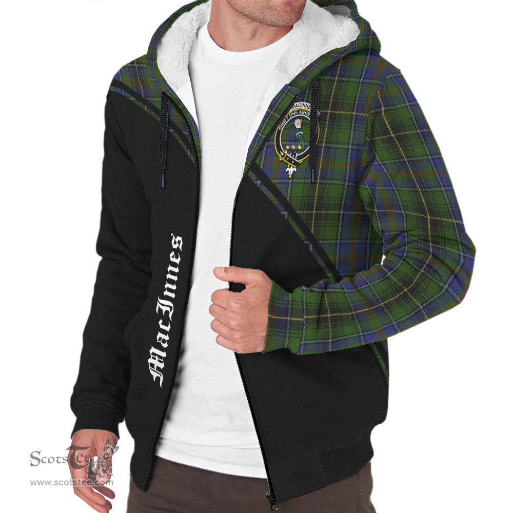 Scottish MacInnes Tartan Sherpa Hoodie with Family Crest Curve Style Tartan Fleece Hoodie Scottish Plaid Tartan Plaid - ScotsTee - scotstee.com