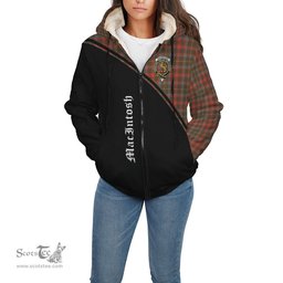 Scottish MacIntosh Hunting Weathered Tartan Sherpa Hoodie with Family Crest Curve Style Tartan Fleece Hoodie Scottish Plaid Tartan Plaid - ScotsTee - scotstee.com