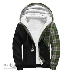 Scottish Hay White Dress Tartan Sherpa Hoodie with Family Crest Curve Style Tartan Fleece Hoodie Scottish Plaid Tartan Plaid - ScotsTee - scotstee.com