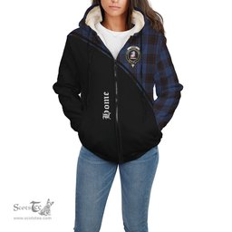 Scottish Home (Hume) Tartan Sherpa Hoodie with Family Crest Curve Style Tartan Fleece Hoodie Scottish Plaid Tartan Plaid - ScotsTee - scotstee.com