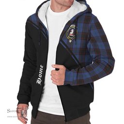 Scottish Home (Hume) Tartan Sherpa Hoodie with Family Crest Curve Style Tartan Fleece Hoodie Scottish Plaid Tartan Plaid - ScotsTee - scotstee.com