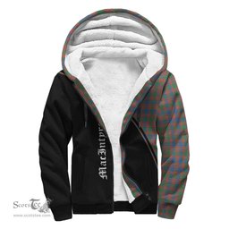 Scottish MacIntyre Ancient Tartan Sherpa Hoodie with Family Crest Curve Style Tartan Fleece Hoodie Scottish Plaid Tartan Plaid - ScotsTee - scotstee.com