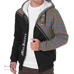 Scottish MacIntyre Ancient Tartan Sherpa Hoodie with Family Crest Curve Style Tartan Fleece Hoodie Scottish Plaid Tartan Plaid - ScotsTee - scotstee.com