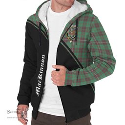 Scottish MacKinnon Hunting Ancient Tartan Sherpa Hoodie with Family Crest Curve Style Tartan Fleece Hoodie Scottish Plaid Tartan Plaid - ScotsTee - scotstee.com