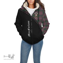 Scottish MacFarlane Hunting Modern Tartan Sherpa Hoodie with Family Crest Curve Style Tartan Fleece Hoodie Scottish Plaid Tartan Plaid - ScotsTee - scotstee.com