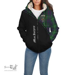 Scottish MacIntyre Hunting Tartan Sherpa Hoodie with Family Crest Curve Style Tartan Fleece Hoodie Scottish Plaid Tartan Plaid - ScotsTee - scotstee.com