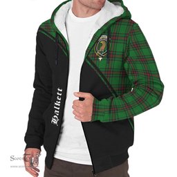 Scottish Halkett Tartan Sherpa Hoodie with Family Crest Curve Style Tartan Fleece Hoodie Scottish Plaid Tartan Plaid - ScotsTee - scotstee.com
