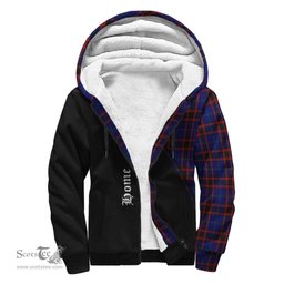 Scottish Home Modern Tartan Sherpa Hoodie with Family Crest Curve Style Tartan Fleece Hoodie Scottish Plaid Tartan Plaid - ScotsTee - scotstee.com