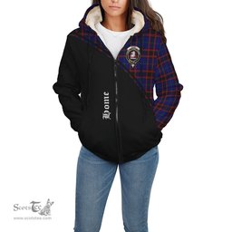Scottish Home Modern Tartan Sherpa Hoodie with Family Crest Curve Style Tartan Fleece Hoodie Scottish Plaid Tartan Plaid - ScotsTee - scotstee.com