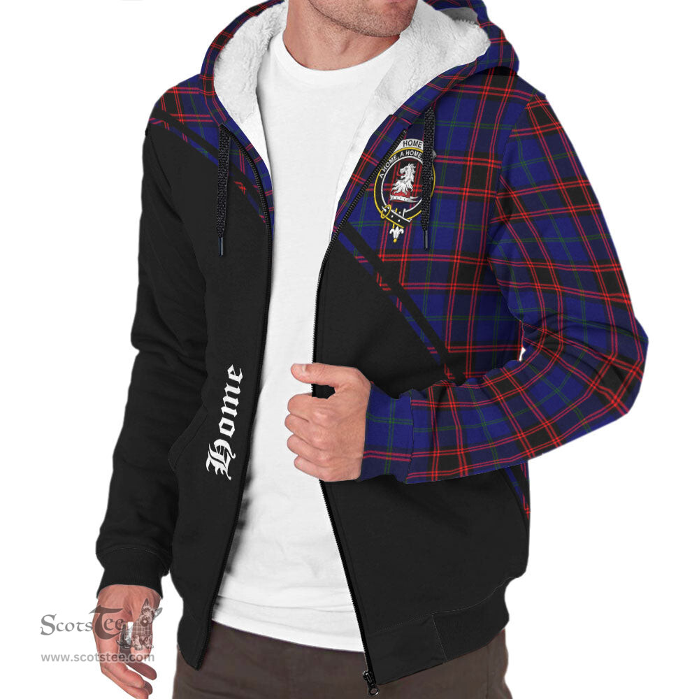 Scottish Home Modern Tartan Sherpa Hoodie with Family Crest Curve Style Tartan Fleece Hoodie Scottish Plaid Tartan Plaid - ScotsTee - scotstee.com