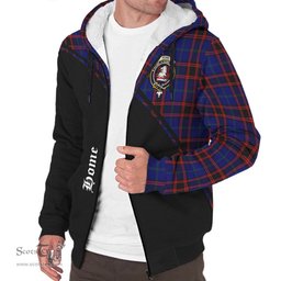 Scottish Home Modern Tartan Sherpa Hoodie with Family Crest Curve Style Tartan Fleece Hoodie Scottish Plaid Tartan Plaid - ScotsTee - scotstee.com