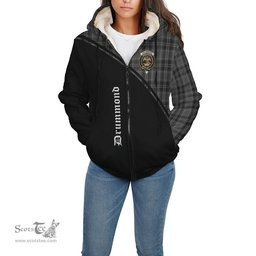 Scottish Drummond Grey Tartan Sherpa Hoodie with Family Crest Curve Style Tartan Fleece Hoodie Scottish Plaid Tartan Plaid - ScotsTee - scotstee.com