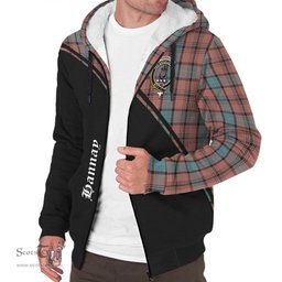 Scottish Hannay Dress Tartan Sherpa Hoodie with Family Crest Curve Style Tartan Fleece Hoodie Scottish Plaid Tartan Plaid - ScotsTee - scotstee.com