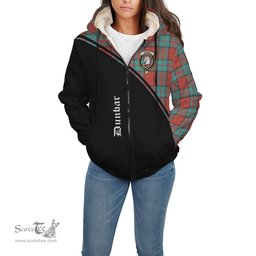 Scottish Dunbar Ancient Tartan Sherpa Hoodie with Family Crest Curve Style Tartan Fleece Hoodie Scottish Plaid Tartan Plaid - ScotsTee - scotstee.com