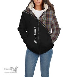 Scottish MacInnes Ancient Hunting Tartan Sherpa Hoodie with Family Crest Curve Style Tartan Fleece Hoodie Scottish Plaid Tartan Plaid - ScotsTee - scotstee.com