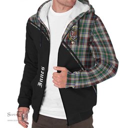 Scottish Innes Dress Tartan Sherpa Hoodie with Family Crest Curve Style Tartan Fleece Hoodie Scottish Plaid Tartan Plaid - ScotsTee - scotstee.com