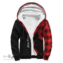 Scottish MacIver Modern Tartan Sherpa Hoodie with Family Crest Curve Style Tartan Fleece Hoodie Scottish Plaid Tartan Plaid - ScotsTee - scotstee.com