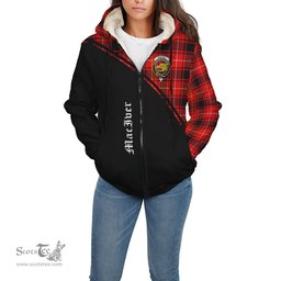 Scottish MacIver Modern Tartan Sherpa Hoodie with Family Crest Curve Style Tartan Fleece Hoodie Scottish Plaid Tartan Plaid - ScotsTee - scotstee.com
