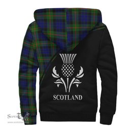 Scottish Jamieson Tartan Sherpa Hoodie with Family Crest Curve Style Tartan Fleece Hoodie Scottish Plaid Tartan Plaid - ScotsTee - scotstee.com