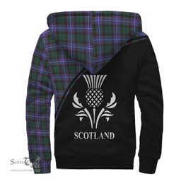 Scottish Hunter Modern Tartan Sherpa Hoodie with Family Crest Curve Style Tartan Fleece Hoodie Scottish Plaid Tartan Plaid - ScotsTee - scotstee.com