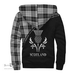 Scottish MacLeod Black and White Tartan Sherpa Hoodie with Family Crest Curve Style Tartan Fleece Hoodie Scottish Plaid Tartan Plaid - ScotsTee - scotstee.com