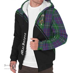 Scottish MacIntyre Inglis Tartan Sherpa Hoodie with Family Crest Curve Style Tartan Fleece Hoodie Scottish Plaid Tartan Plaid - ScotsTee - scotstee.com