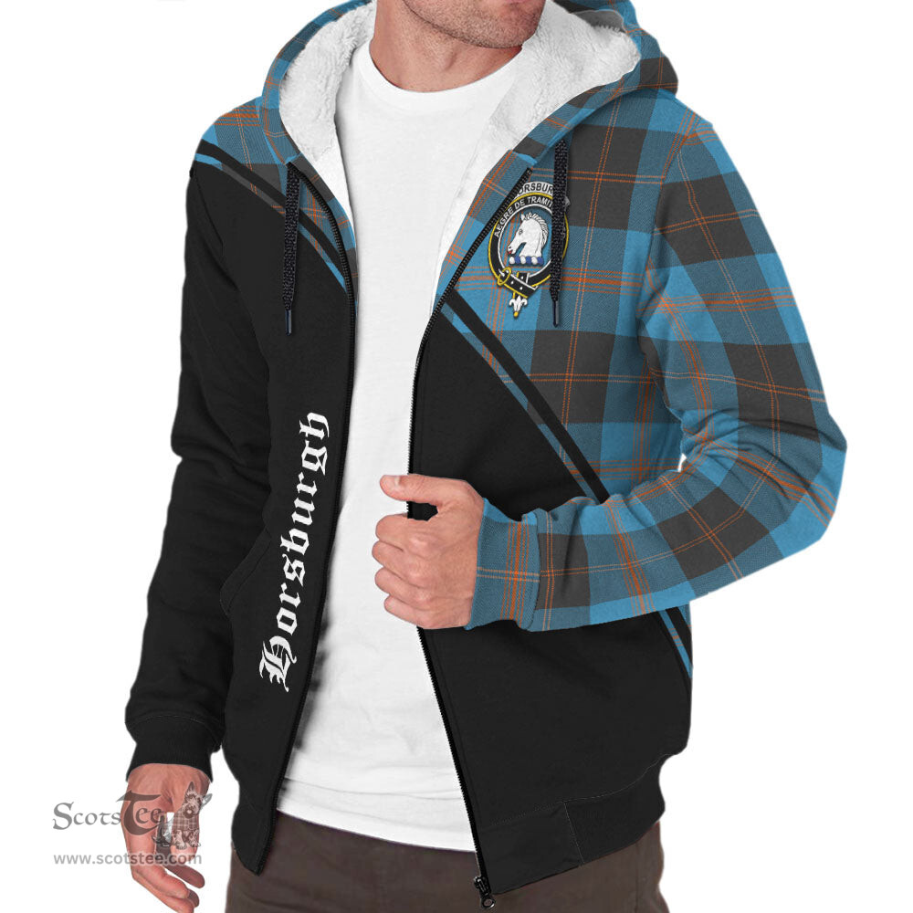 Scottish Horsburgh Tartan Sherpa Hoodie with Family Crest Curve Style Tartan Fleece Hoodie Scottish Plaid Tartan Plaid - ScotsTee - scotstee.com