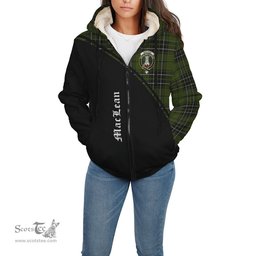 Scottish MacLean Hunting Tartan Sherpa Hoodie with Family Crest Curve Style Tartan Fleece Hoodie Scottish Plaid Tartan Plaid - ScotsTee - scotstee.com