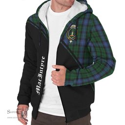 Scottish MacIntyre Tartan Sherpa Hoodie with Family Crest Curve Style Tartan Fleece Hoodie Scottish Plaid Tartan Plaid - ScotsTee - scotstee.com