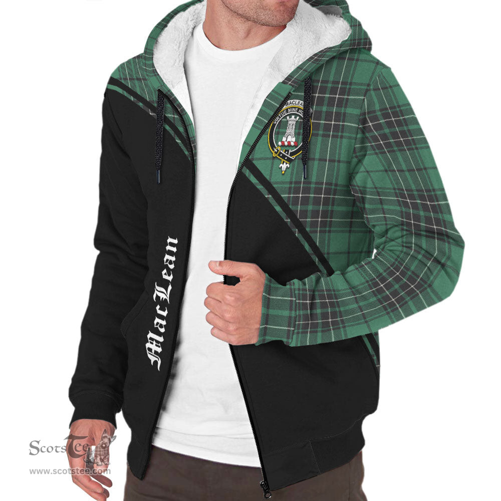 Scottish MacLean Hunting Ancient Tartan Sherpa Hoodie with Family Crest Curve Style Tartan Fleece Hoodie Scottish Plaid Tartan Plaid - ScotsTee - scotstee.com